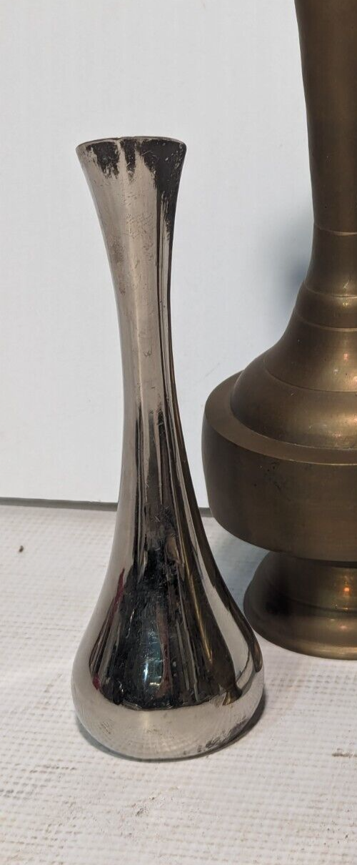 Silver Plate Bud Vase with handle, long and thin - Free Shipping