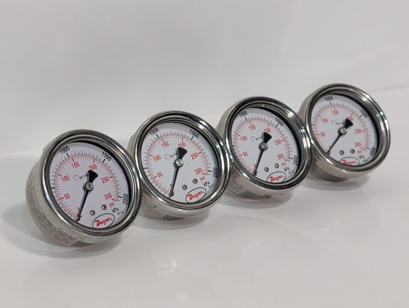 [4] Dwyer SGD-D0842N 2.5" Stainless Steel Industrial Pressure Gage Gauge 300PSI