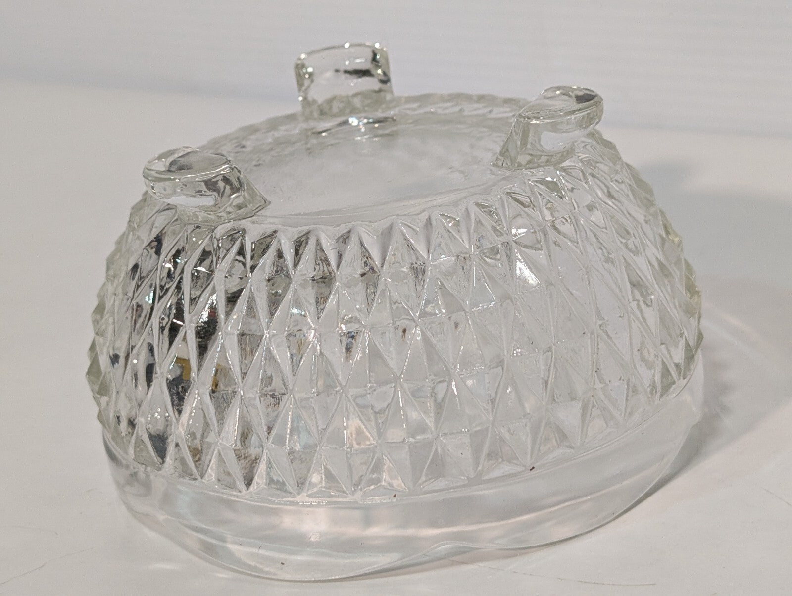Vintage Indiana Glass Clear Diamond Point 3 Toed Candy Dish 5” x 3”