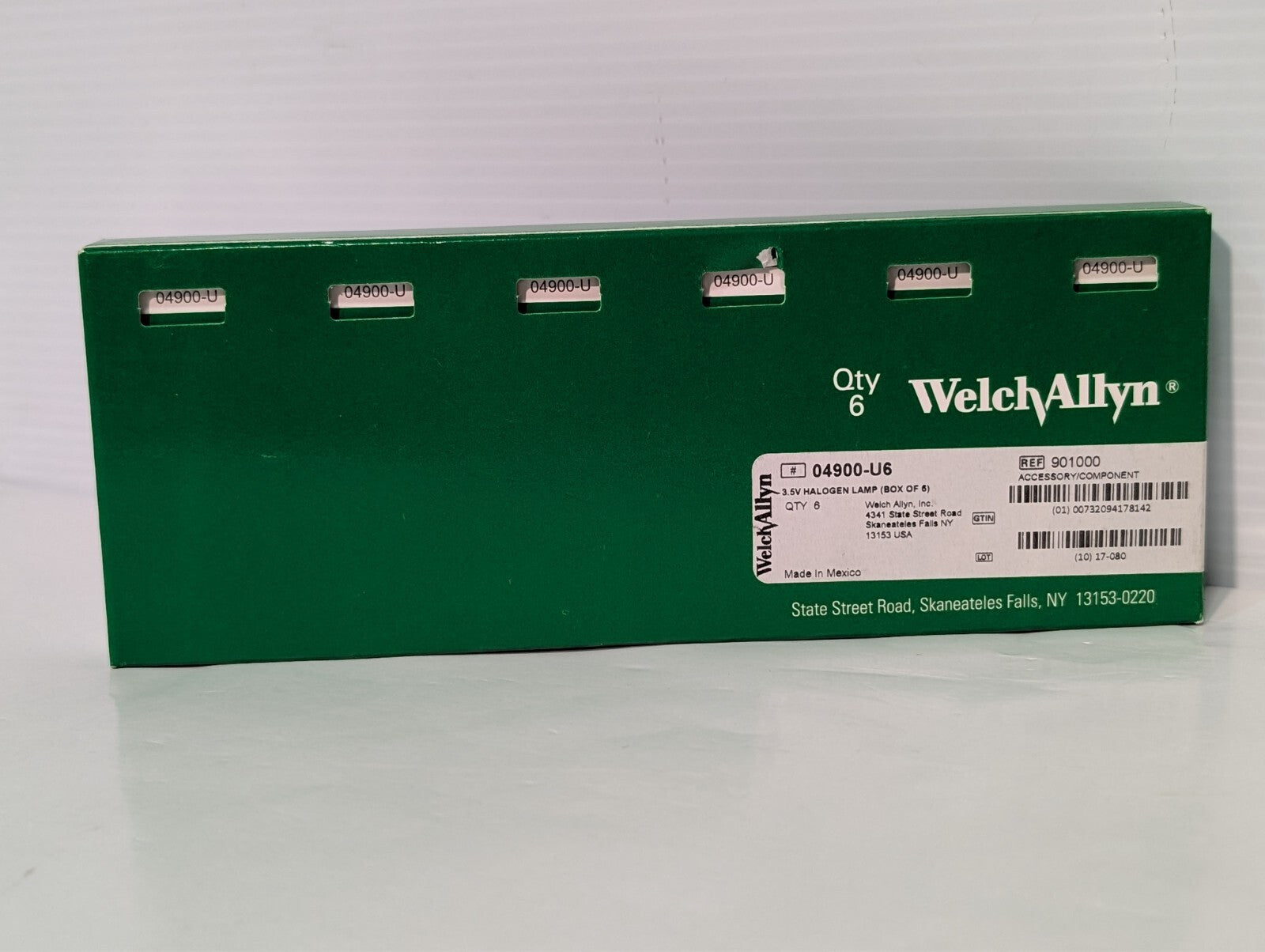 6-Pack Welch Allyn 04900-U6 3.5V Ophthalmoscope Halogen Lamp Bulbs Part 901000