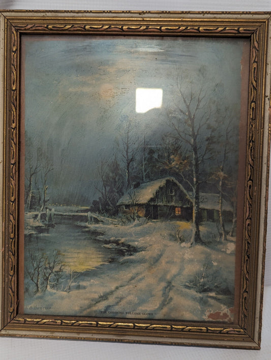 W. M. Thompson The Cheering Welcome Glows Beautiful Painting Print 11.5 x 9.5in