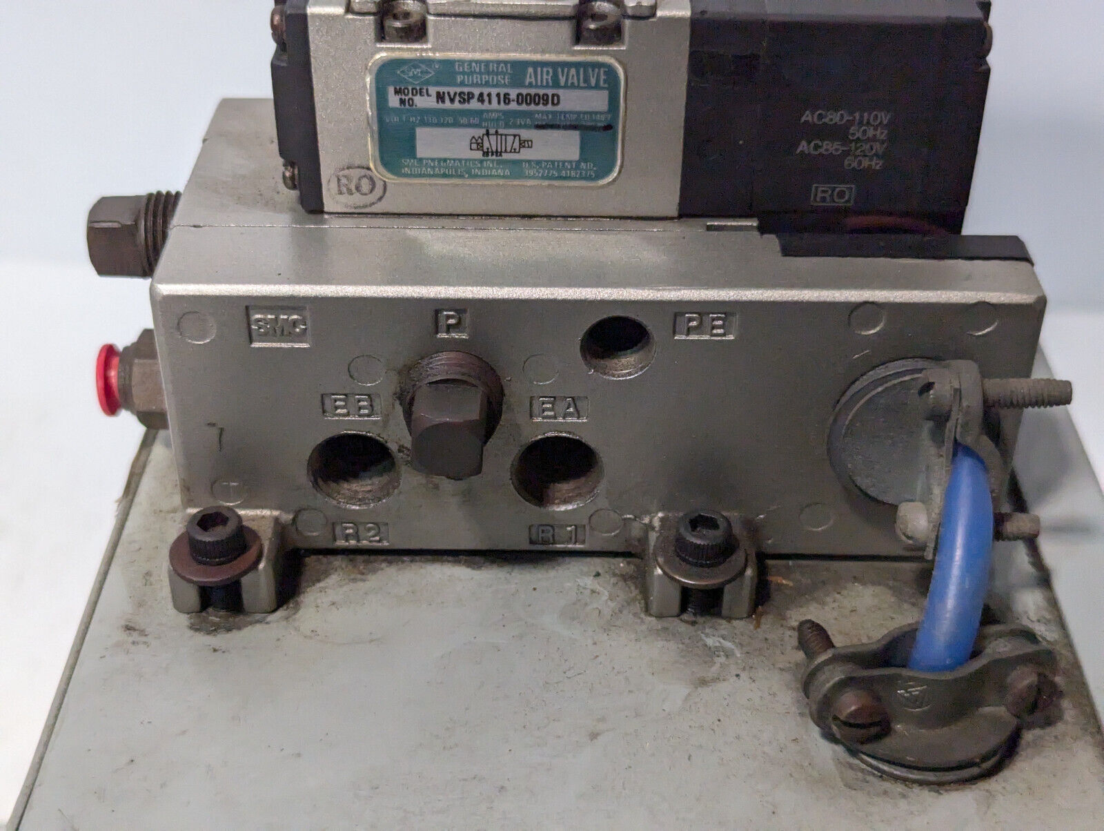 SMC NVSP4116-0009D Pneumatic Solenoid Valve w/ Pulse Counter, Box, Parts, Used