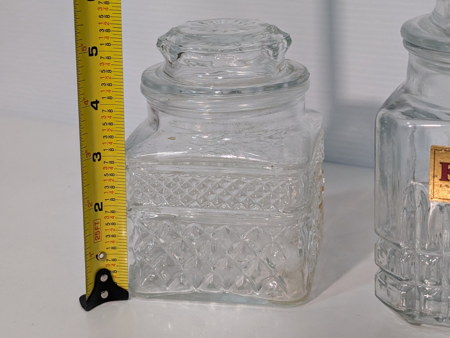 (2) Vintage Koeze Glass and KIG Canister Jars, Kitchen Storage as pictured