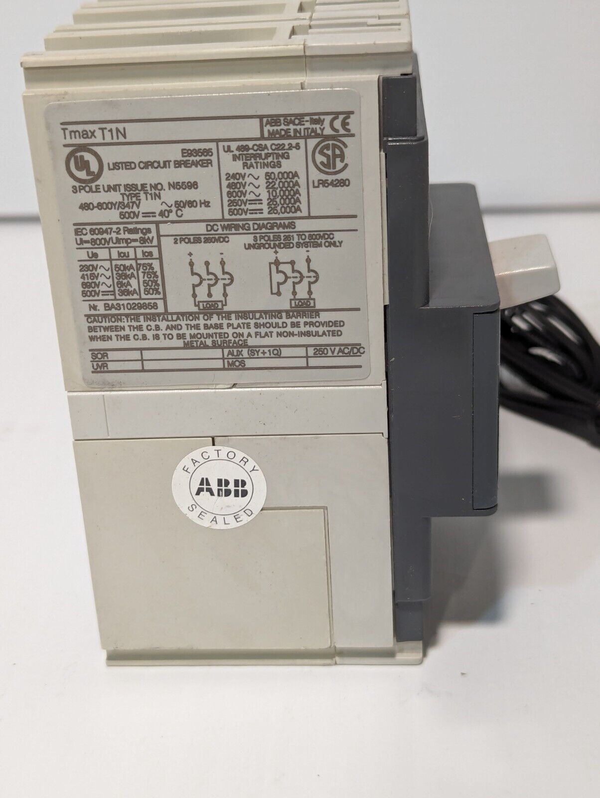 ABB Circuit Breaker  Switch 600A 600V 3P T1N060TLA, 162K864H01 - Free Shipping