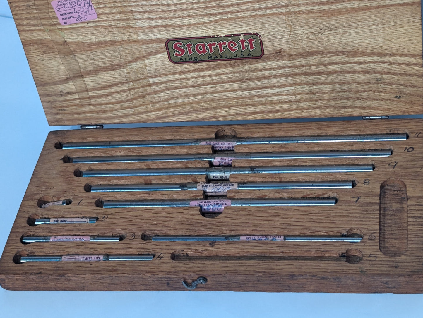 Vintage Starrett Machinist Gauge Blocks Measuring Tools Gage Set Wood Case, USA