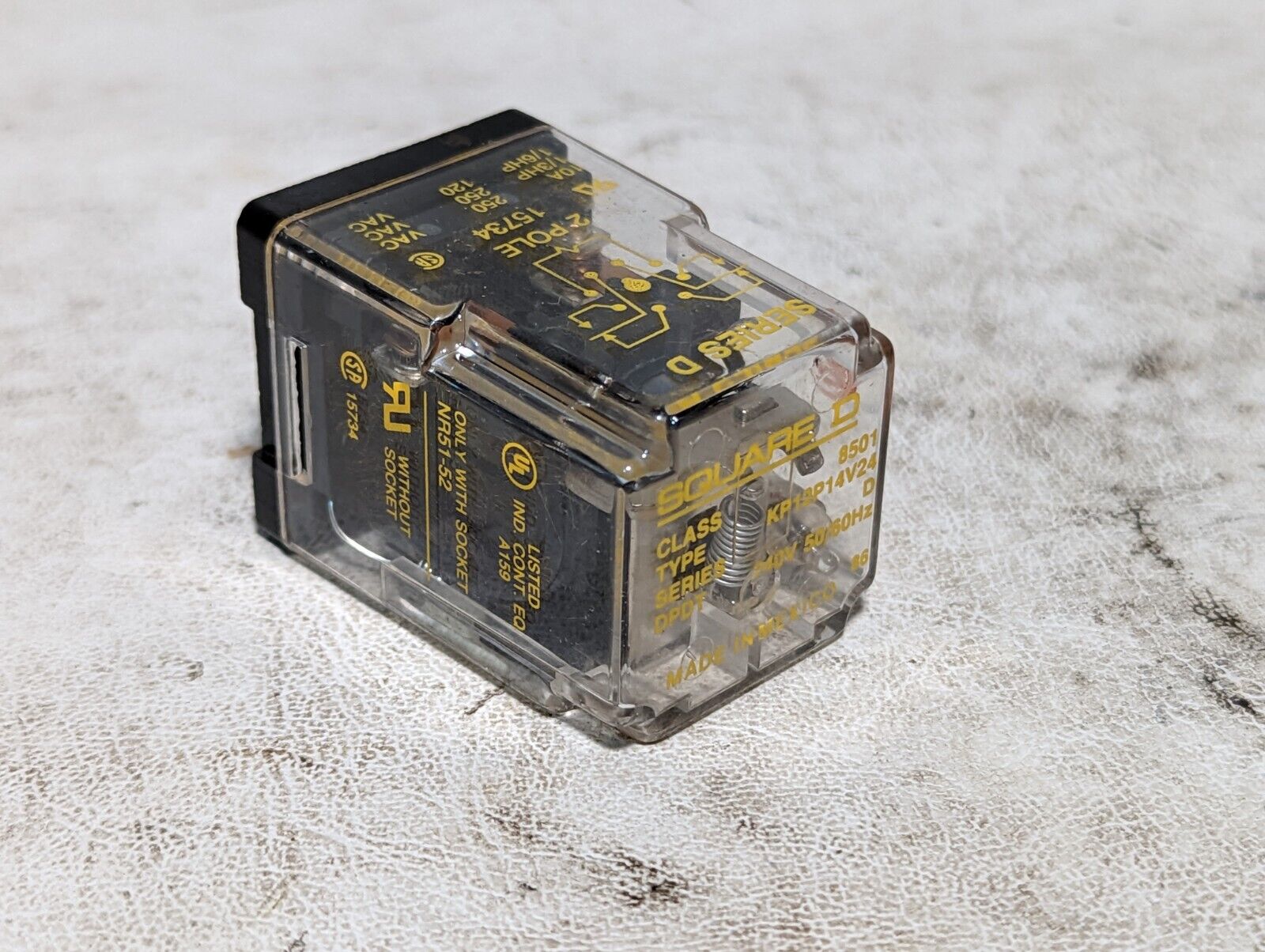 Square D KP12P14V24 general purpose relay, contacts DPDT 10A, coil 240VAC, 50/60