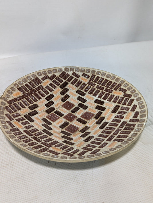 Vintage Mosaic Dish Holder 11.5in Diamter x 2in Tall