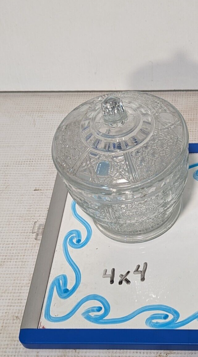 Vintage Pressed Glass Candy Dish With Lid, 4 x 4 inches - Free Shipping