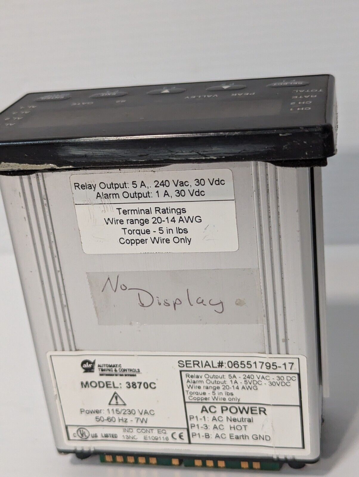 Automatic Timing & Controls 3870C Single and Dual Channel Panel Meter  **PARTS**