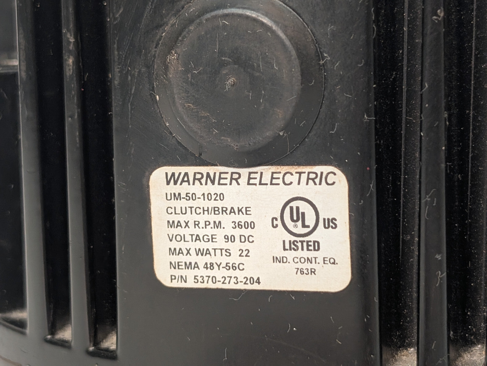 Warner Electric 5370-273-204, UM-50-1020 Clutch, Brake 90VDC, 3600RPM Max, 22W