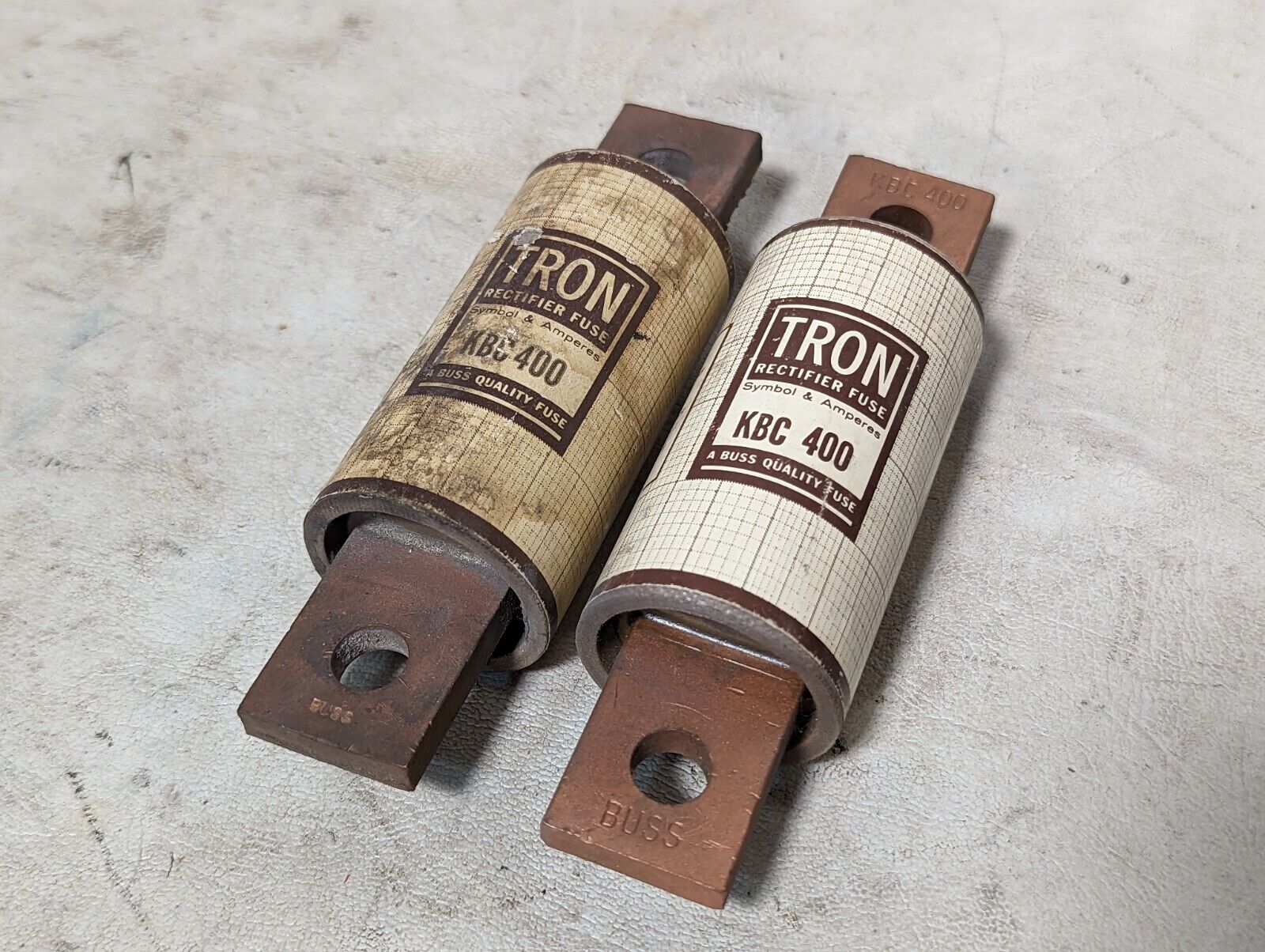 Lot of 2 used Bussmann KBC400 TRON rectifier fuses, 400A, 600V or less