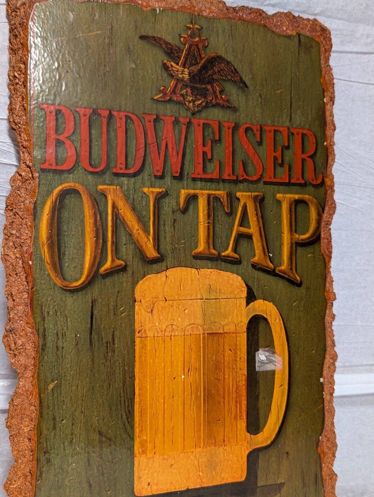 Vintage Wooden Budweiser On Tap Beer Bar Sign 19x11