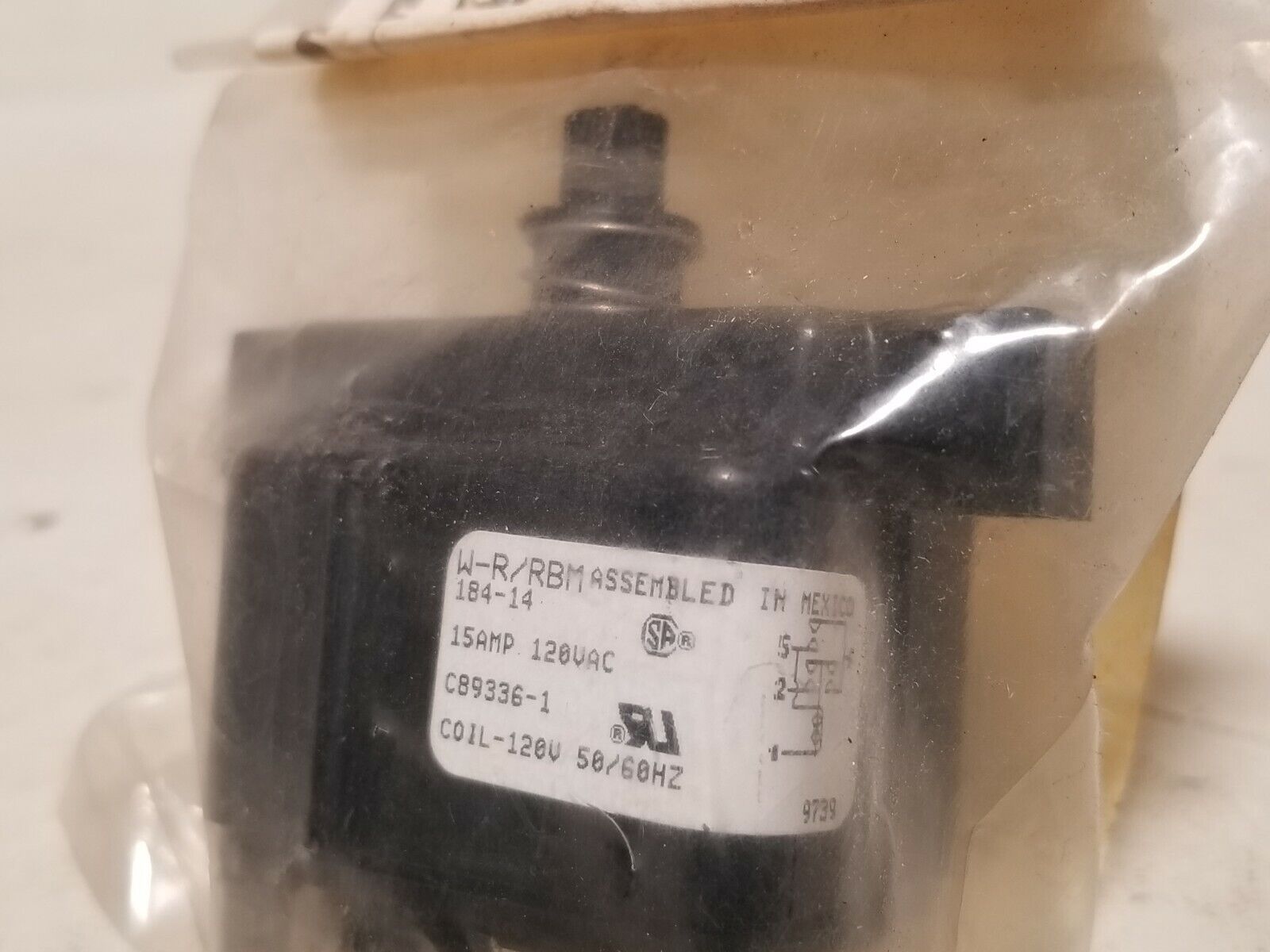 White-Rodgers W-R/RBM 184-14 compact relay, 15 amp, 120VAC