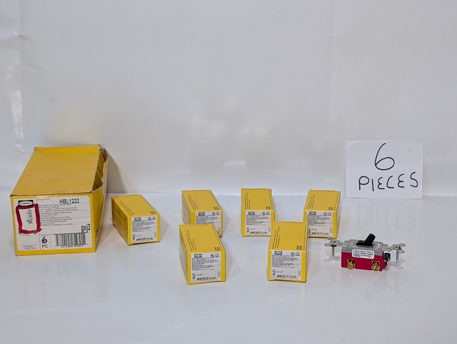 [2] Hubble HBL1222 Nylon Toggle Switch, 2 Pole 20A 120-277VAC