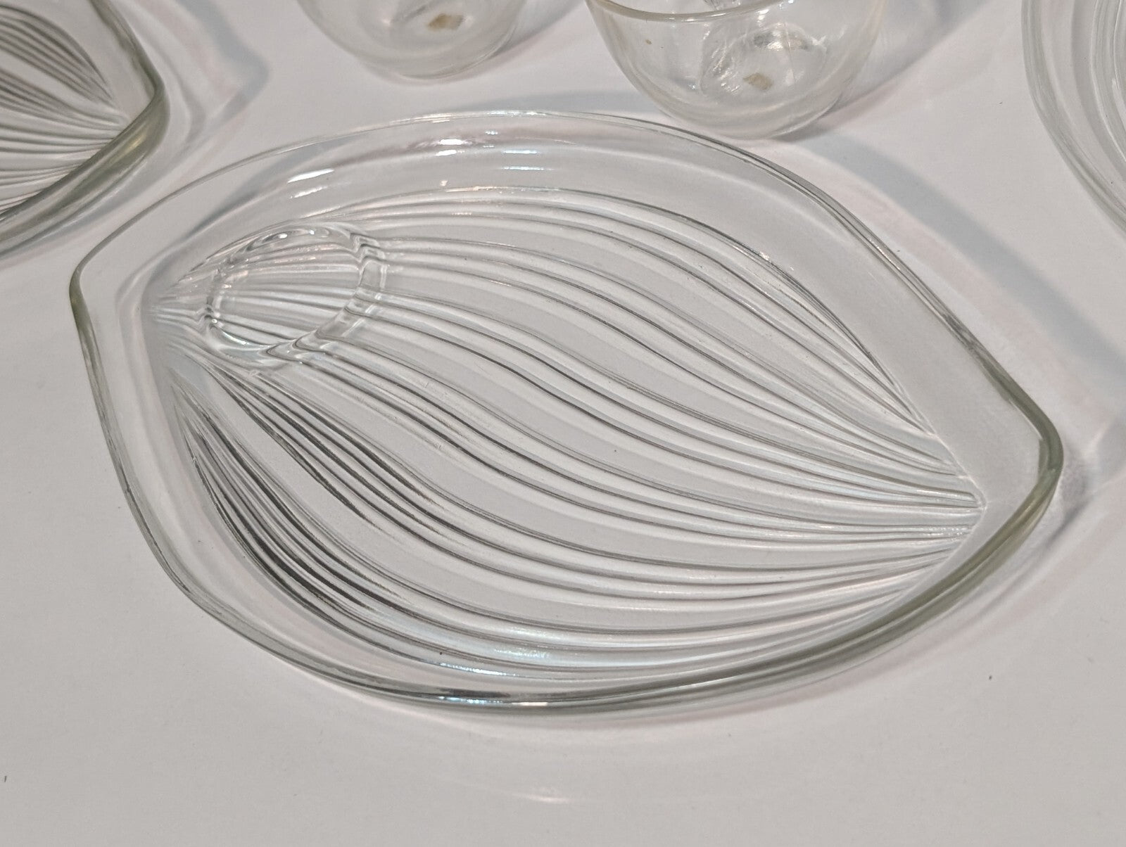 Vintage Federal Glass Homestead 8-Piece (4 Plates + 4 Cups) Glass Snack Set