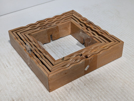 6 Wood Floating Display Shelves Wall Mounted Square Cube Shadow Boxes -Free Ship
