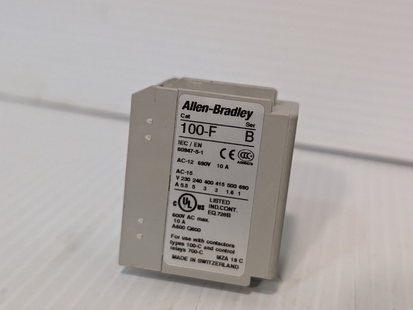 Allen Bradley 100-F Ser. B, Auxiliary Contact, Contact Block, AC-12 690V 10A