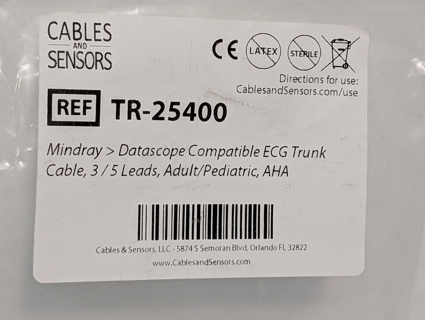 (1) Mindray Datascope Compatible ECG Trunk Cable TR-25400 Compat. MR-2540 AAMI