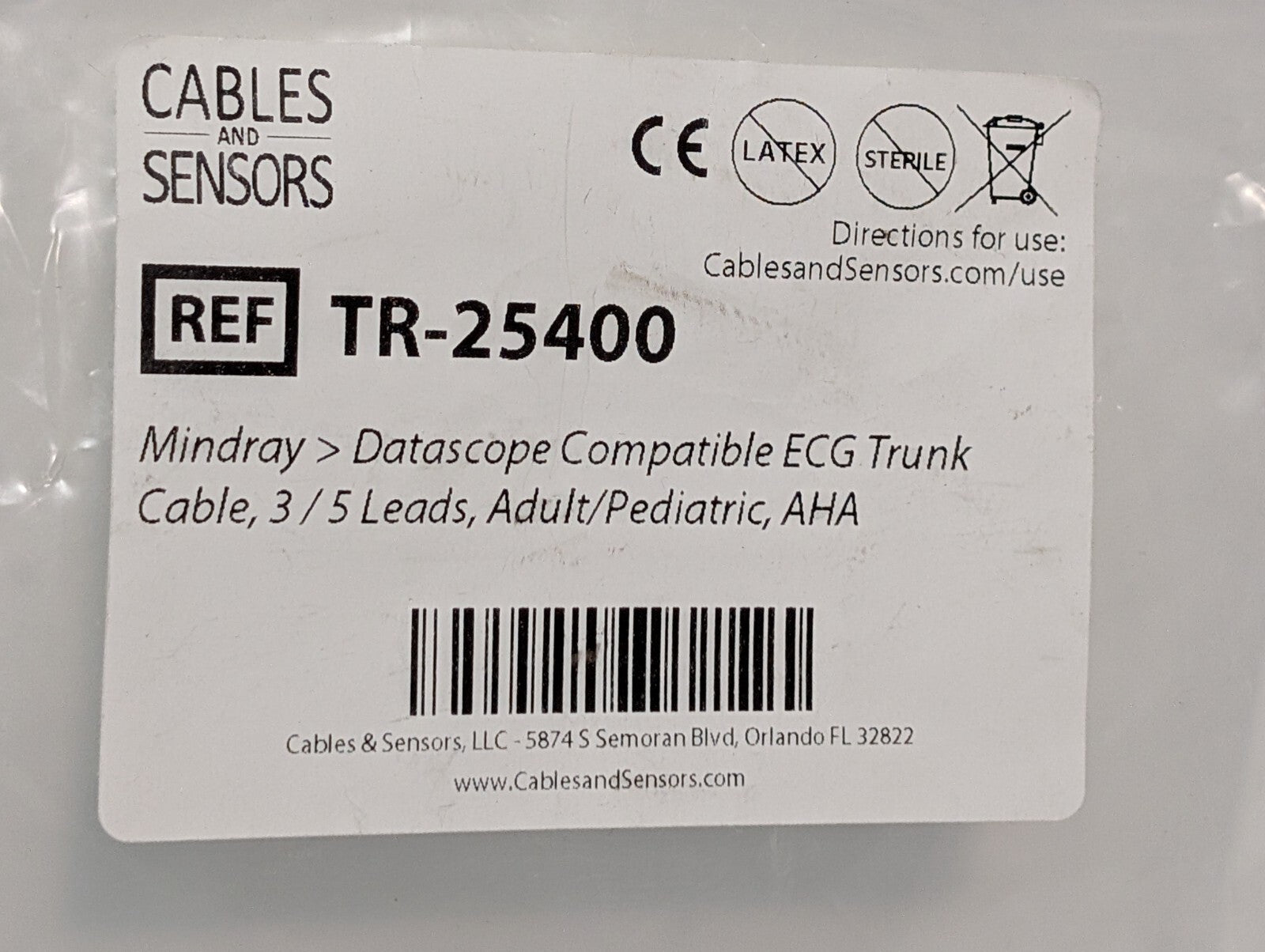 (1) Mindray Datascope Compatible ECG Trunk Cable TR-25400 Compat. MR-2540 AAMI