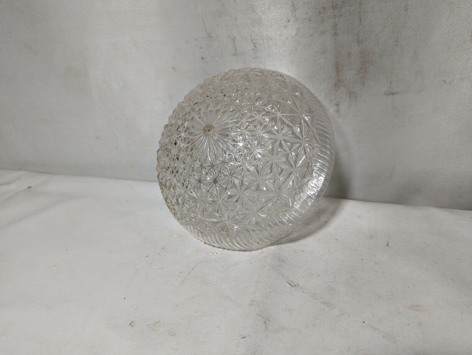 Lot of 2 Vintage clear glass ceiling fixture light lamp shades, 5 1/8" int