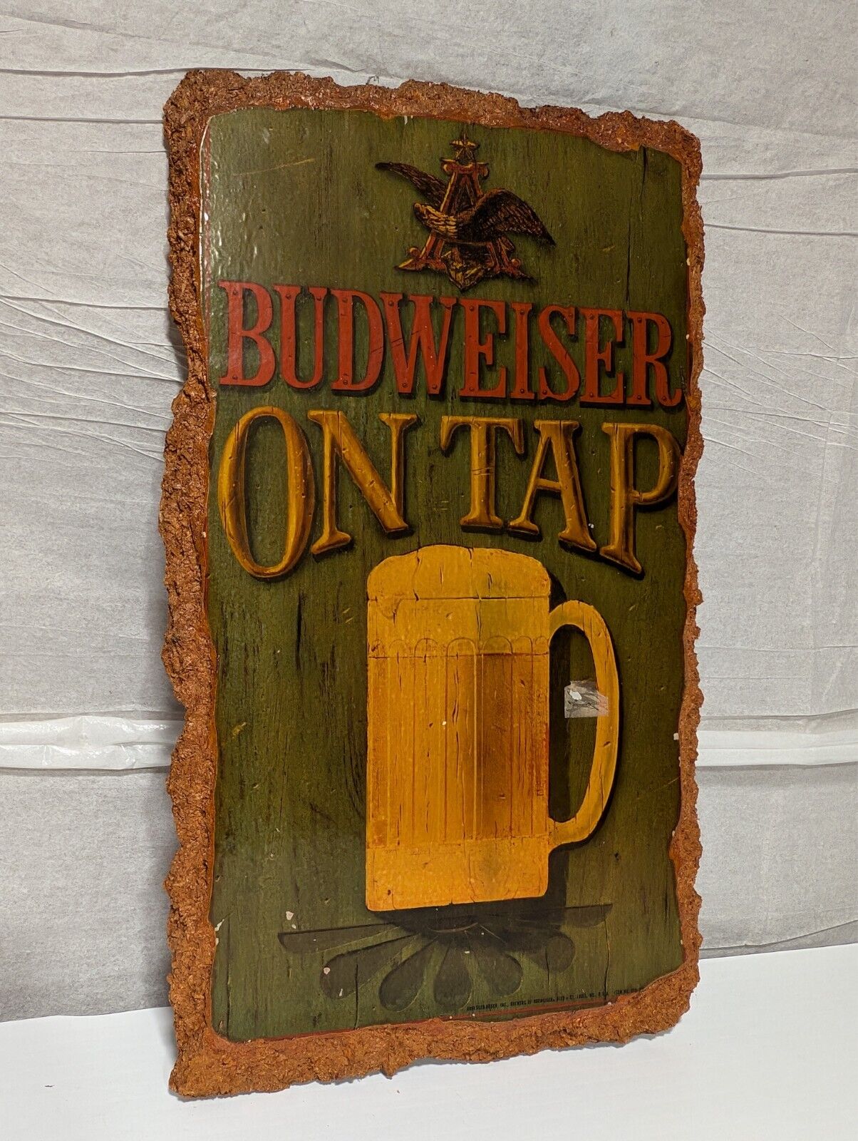 Vintage Wooden Budweiser On Tap Beer Bar Sign 19x11