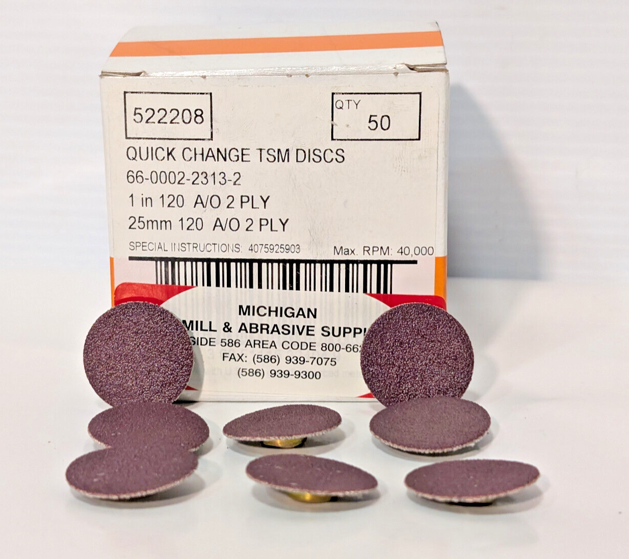 Standard Abrasives 50 Ct 522208 Quick Change TSM Discs 1", 120 Grit, 2 Ply