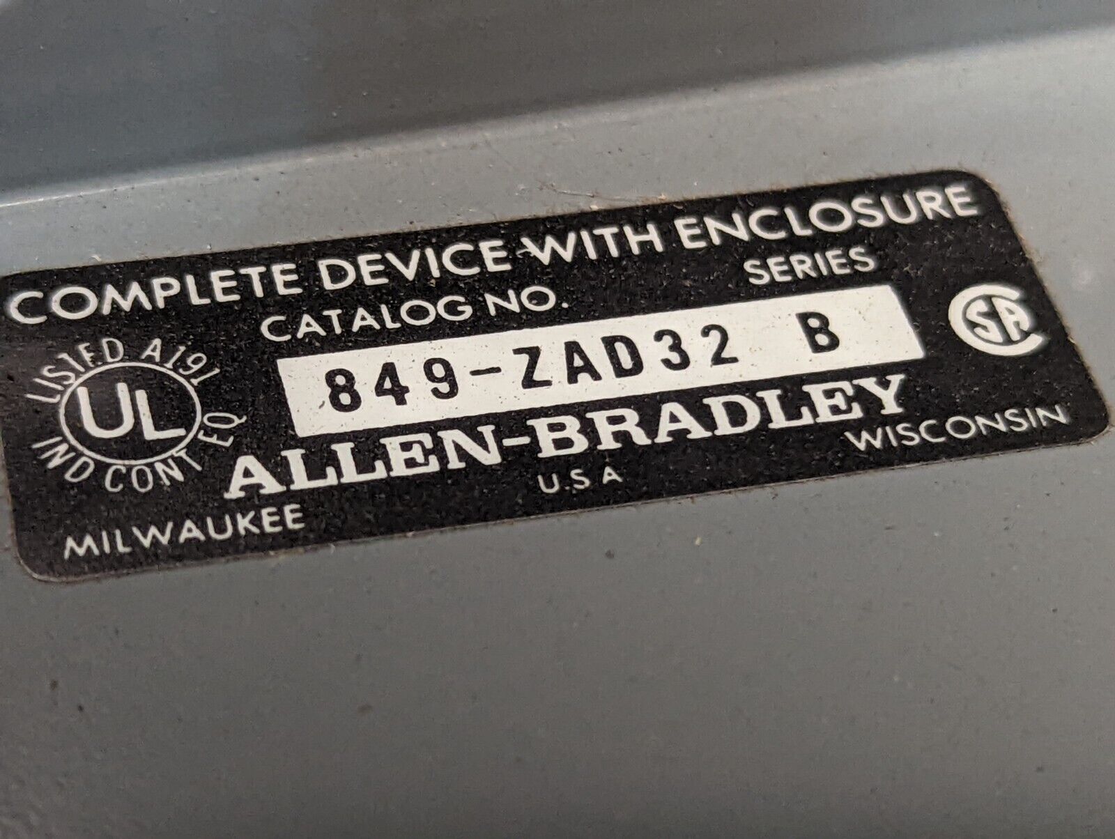 Allen-Bradley 849-ZAD32 enclosure, no device included