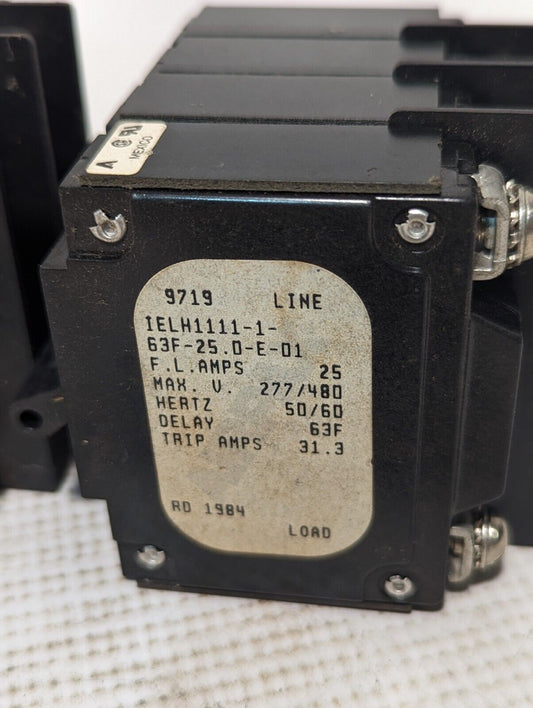 Airpax IELH1111-1-63F-25.0-E-01 Circuit Breaker, 25A, 277/480V, 4-pole
