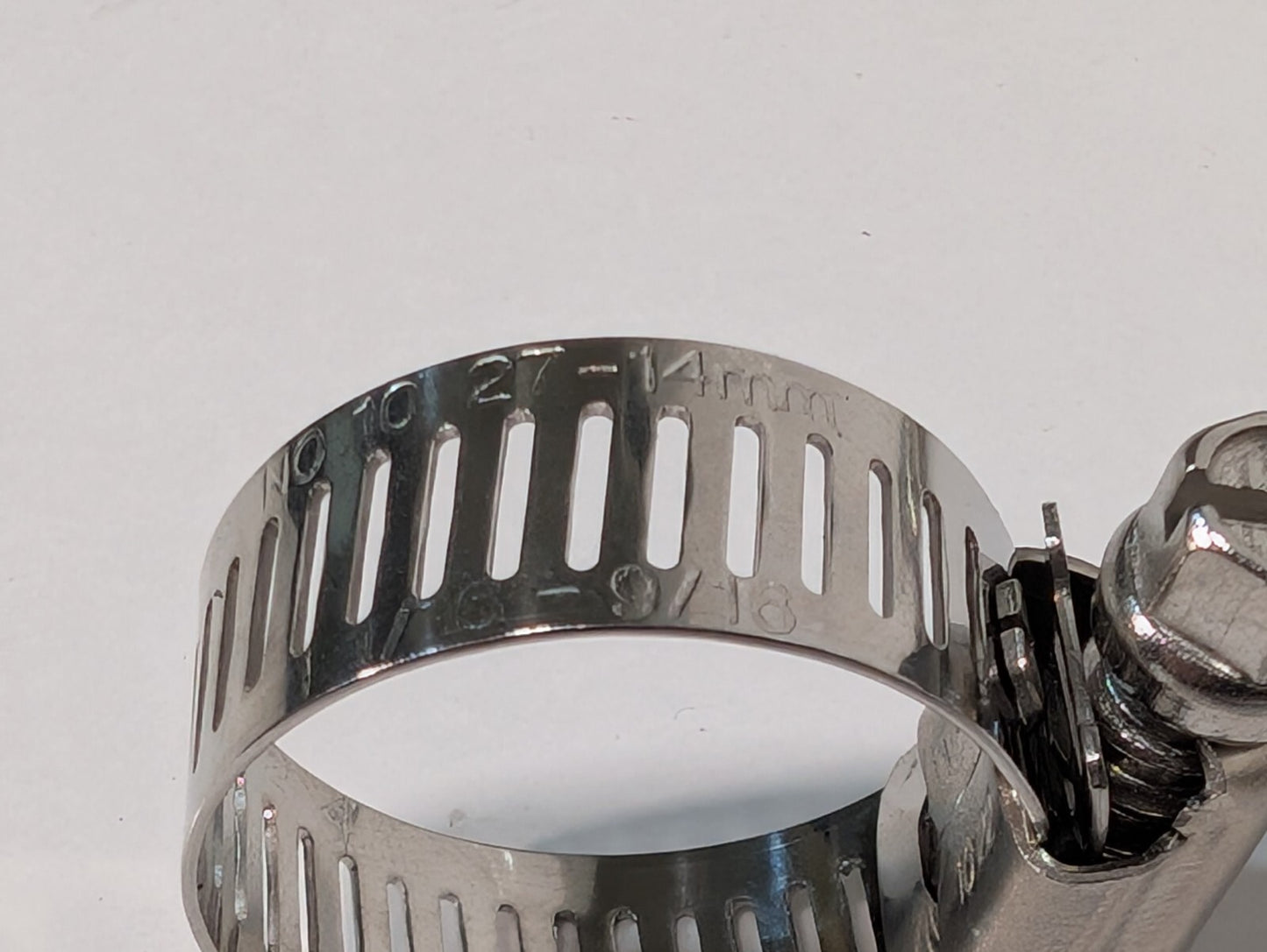 (185) No. 10 Stainless Steel Worm Drive Hose Clamp, 27-14mm, 1-1/16 to 9/16 in