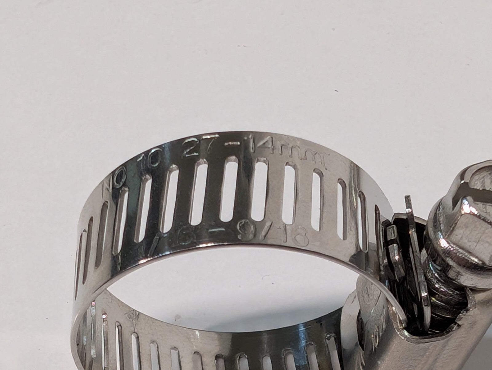 (185) No. 10 Stainless Steel Worm Drive Hose Clamp, 27-14mm, 1-1/16 to 9/16 in