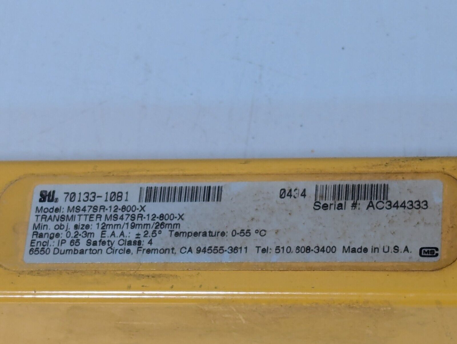 Sti MS47SR-12-800-X Light Curtain Mini Safe 4700 Series - Free Shipping+Returns