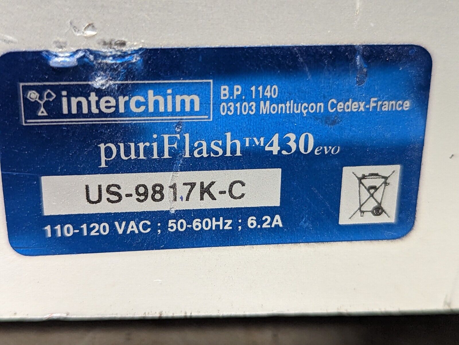 interchim puriFlash 430evo US-9817K-C flash chromatography chamber