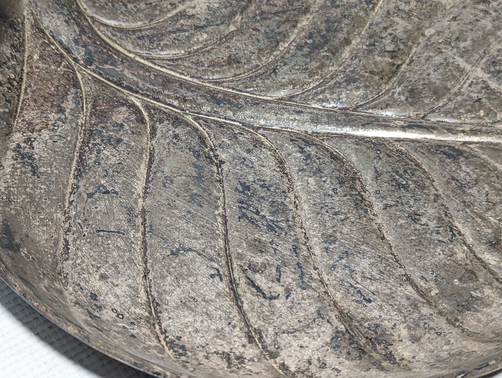 Vintage Silver Banana Leaf Serving Plate