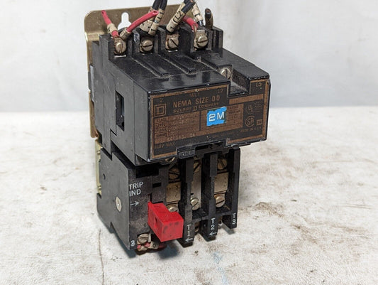 Square D 8536AO2 starter, NEMA size 00, 110-115V 60Hz, 100V 50Hz coil
