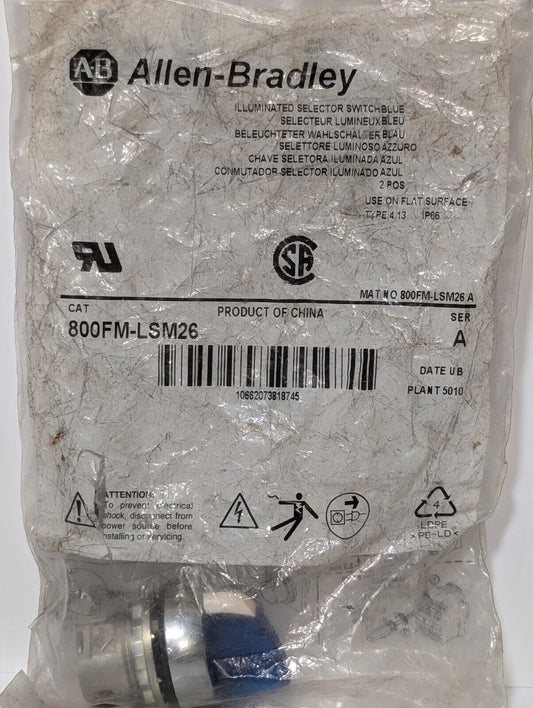 Allen Bradley 800Fm-Lsm26 Blue Selector Switch Nnb