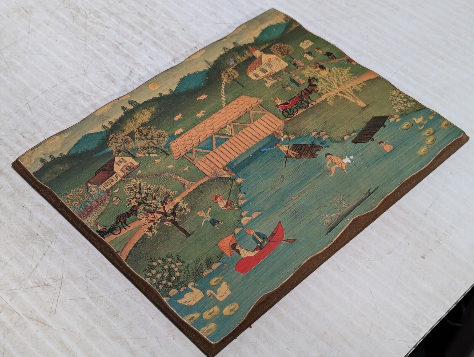 Set of 7 Early Colonial Life Pictures on Wood, Americana, 8.5"x11"-Free Shipping