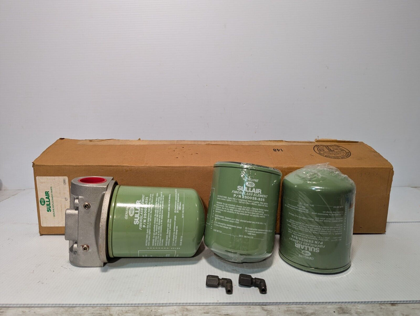 Sullair 250026-142 kit as pictured with three 250025-525 filters - Free Shipping