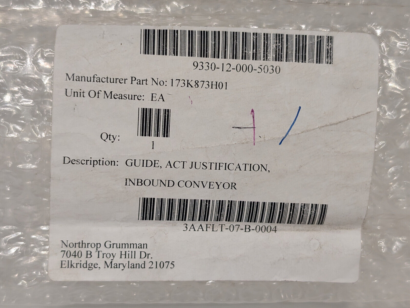 97942- 173K873H01 Inbound Conveyor, Guide, Act Justification Component