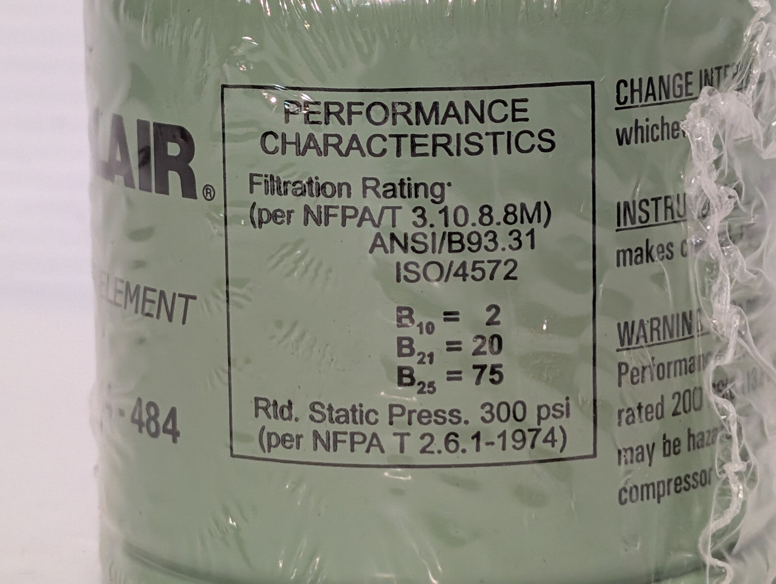 Sullair 88290014-484 Fiberglass Filter Element, Spin-On Assembly