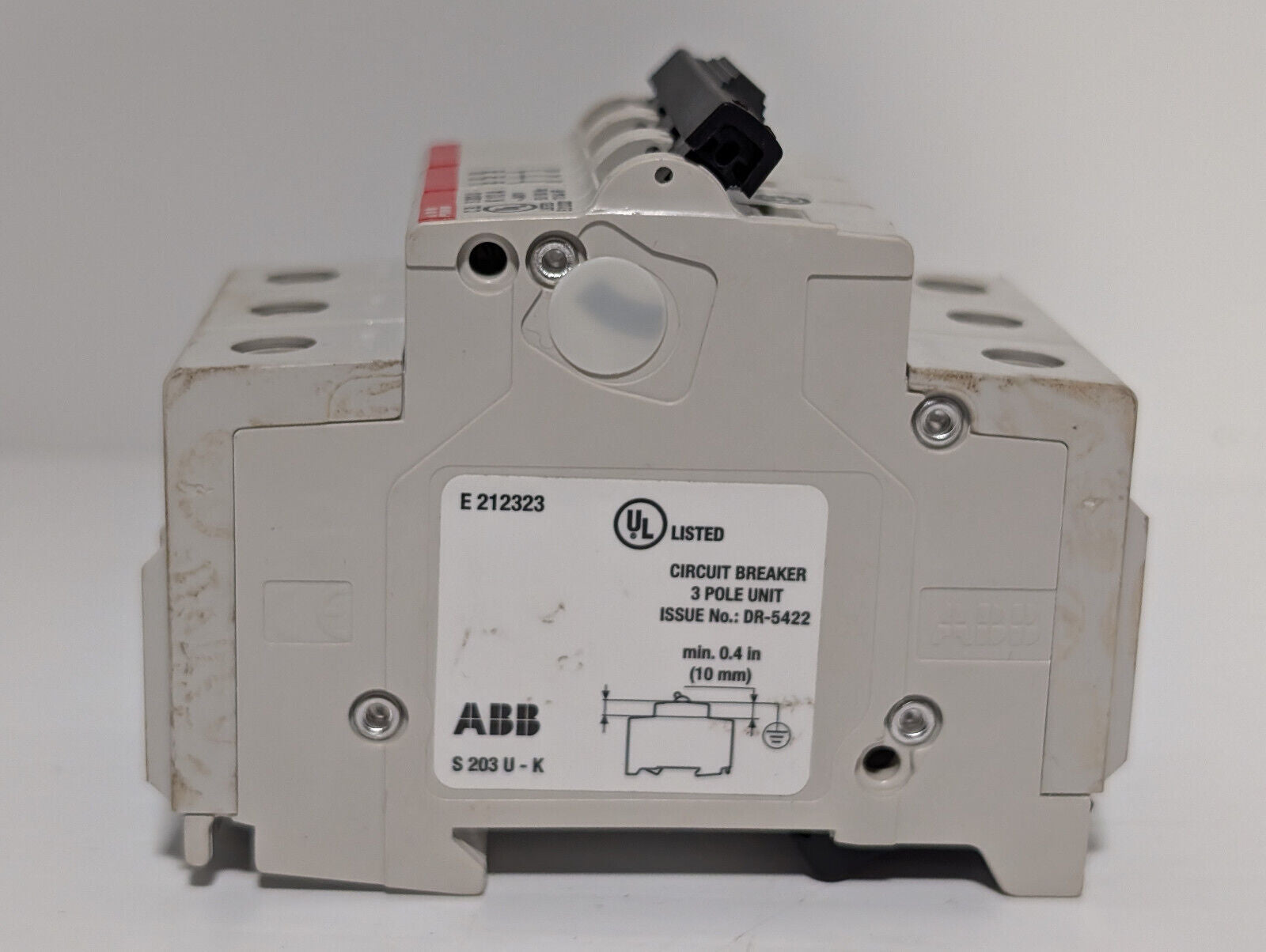 ABB S203U-K10A Circuit Breaker, 3 Pole Unit, Min .4", Made in Germany
