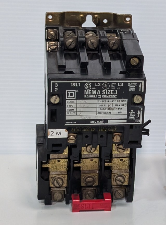 Square D 8536SC03 motor starter, NEMA Size 1, 3 Phase with 31041-400-42 Coil