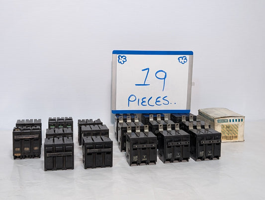 (19) Siemens 3-Pole Circuit Breakers, B- and BL- Type, 15A 20A 30A 40A 50A 60A