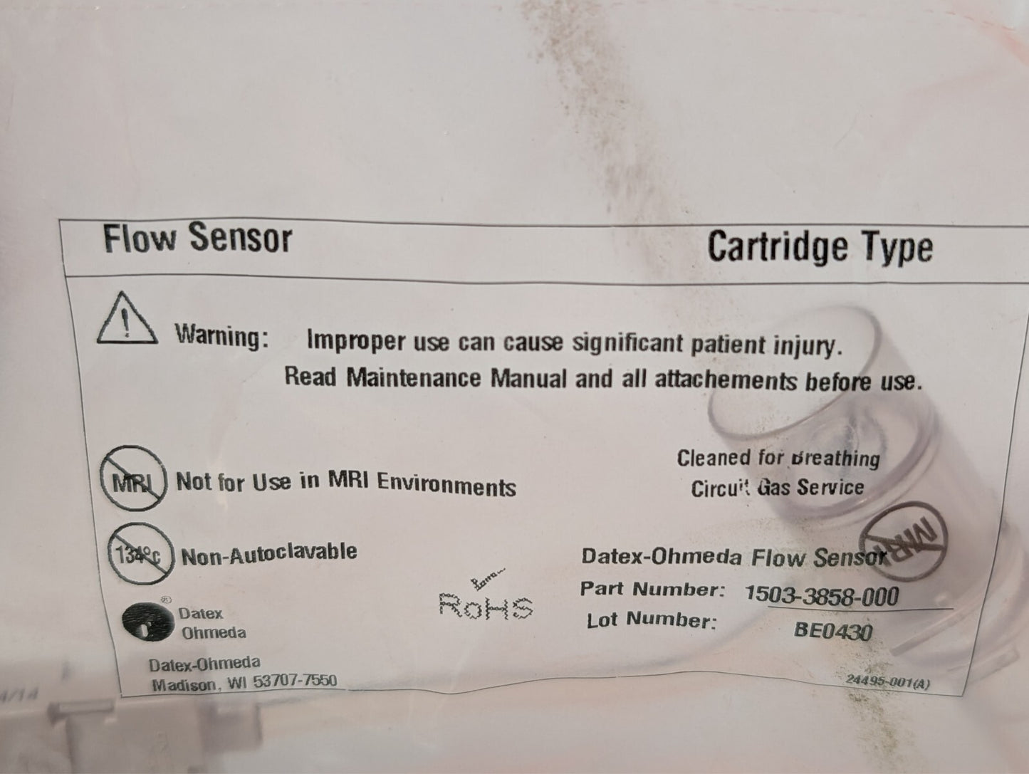(1) NEW Datex Ohmeda Flow Sensor Part # 1503-3856-000 OEM