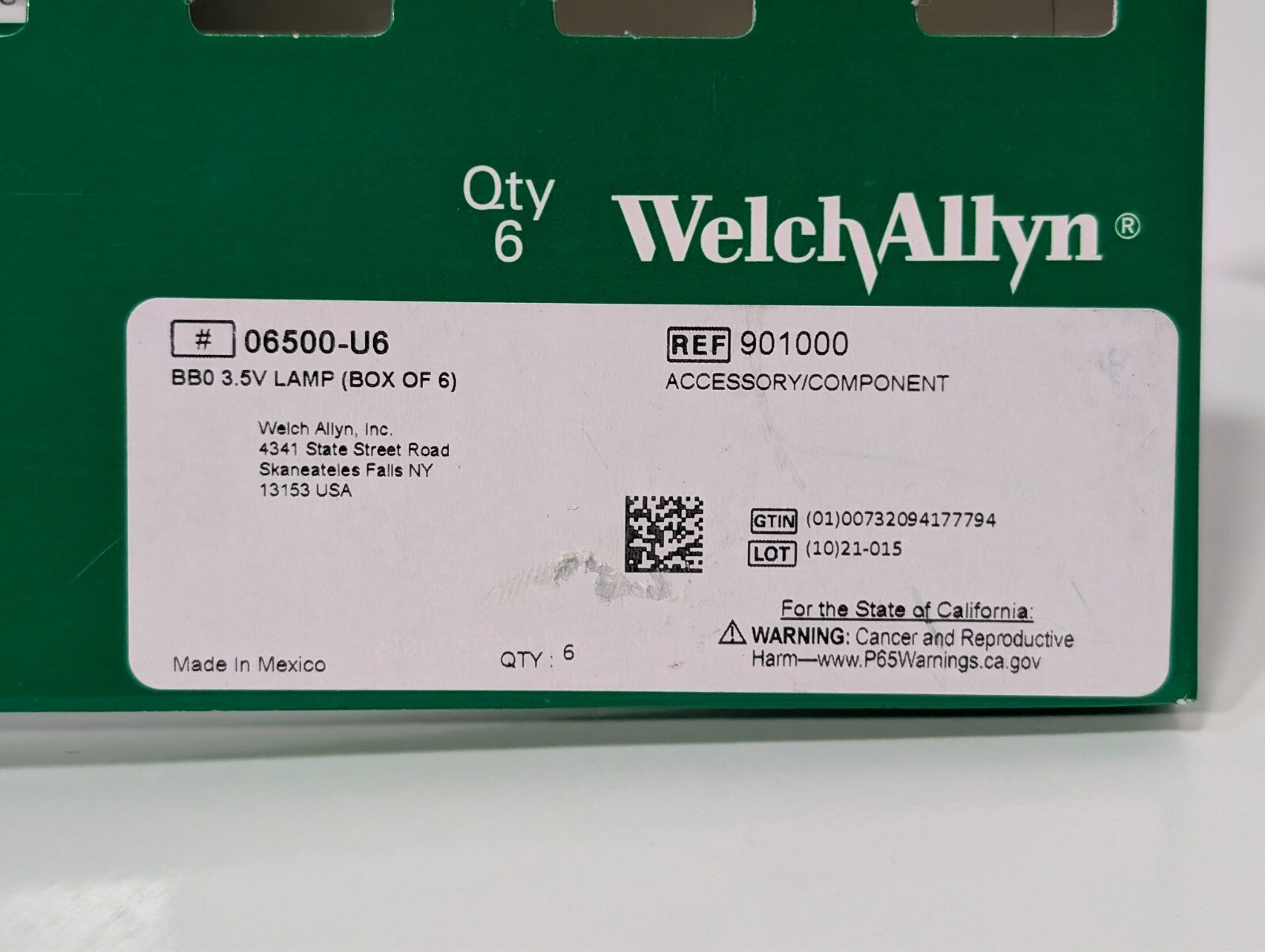 (3) Welch Allyn 06500-U6 Genuine OEM Replacement 3.5v Halogen Lamp for Macroview