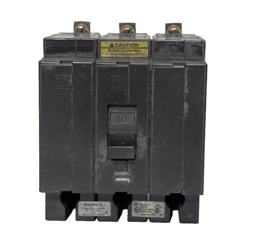Square D EHB34030 Series 2 Circuit Breaker, 3-Pole, 30A, Bolt-On, Made in USA