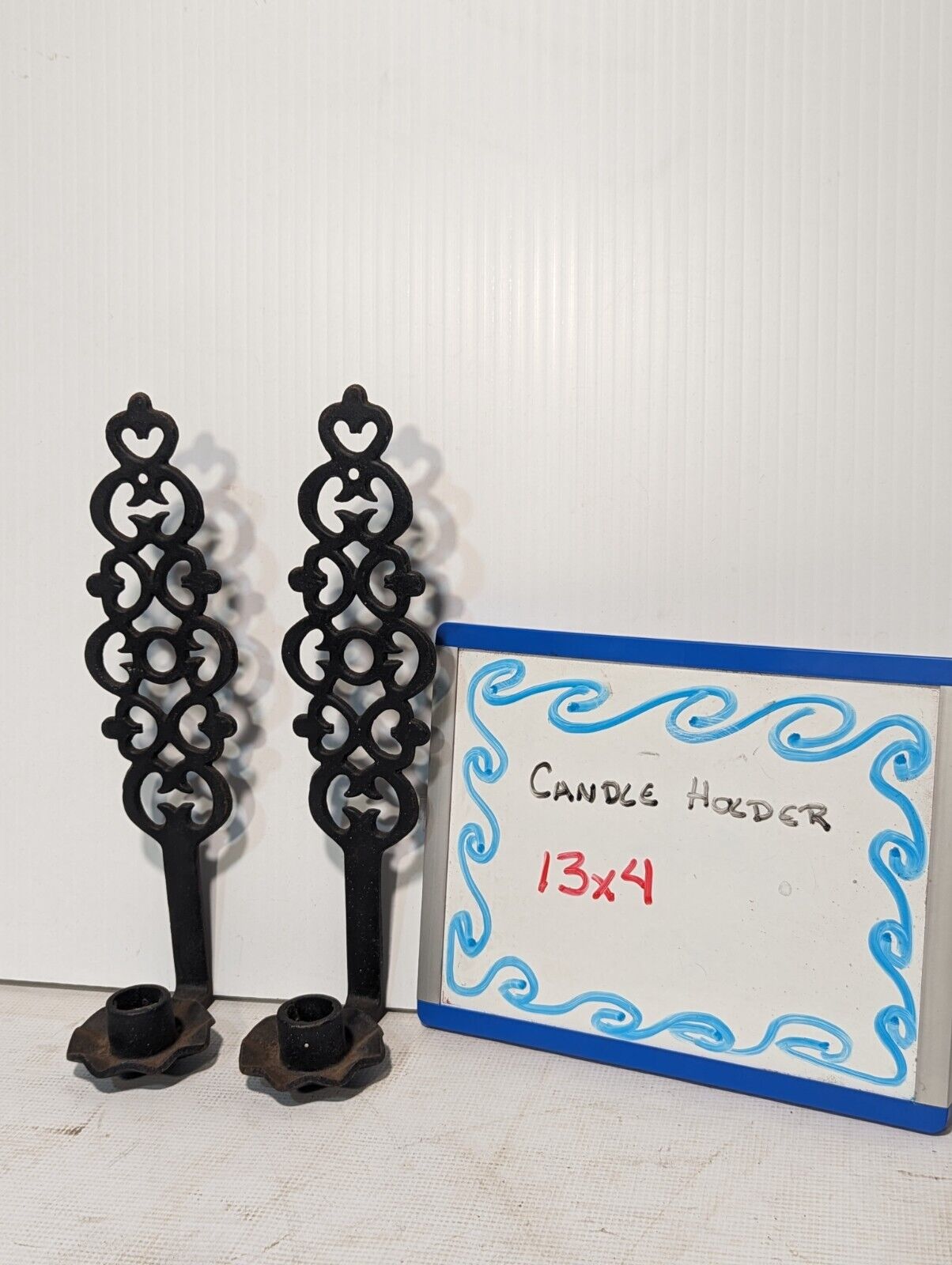 Vintage Robert Emig Cast Iron Candle Wall Sconces Pair - Free Shipping