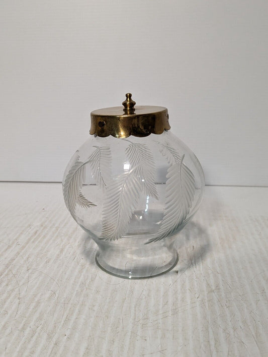 Vintage Etched Glass Light Fixture Globe - Free Shipping