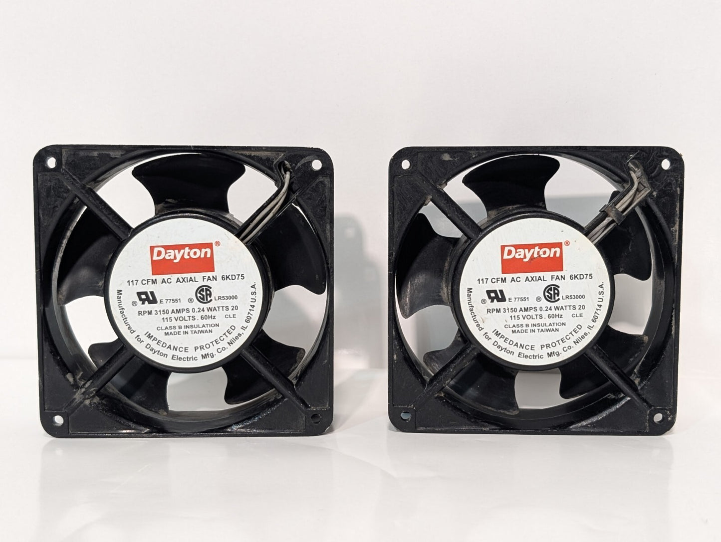 [2] Dayton 6KD75 AC Axial Fan 3150rpm .24 Amps 20 Watts 115 Volts 60hz 117cfm