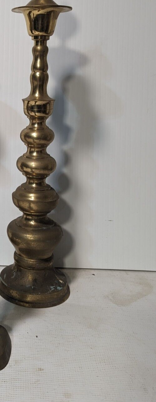 Vintage Tall Brass Ornate Candlestick With Stacked Ball, 13x5 - Free Shipping