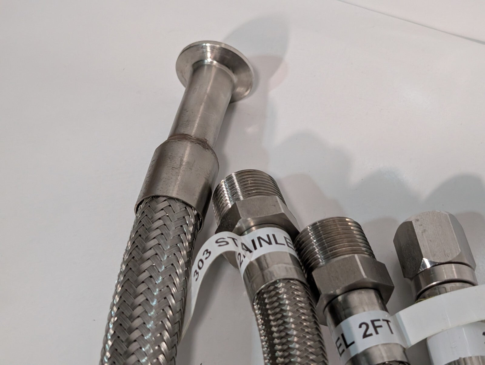 (15) Braided 316 Stainless Steel Flex Hoses, Assorted Lengths Sizes Ports